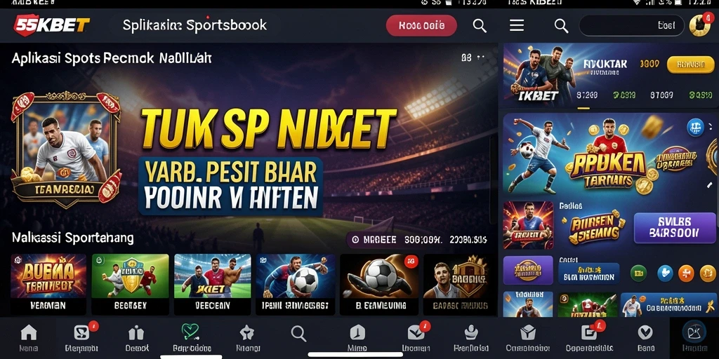 Tampilan menarik dari gameplay 55KBET di aplikasi Sportsbook.