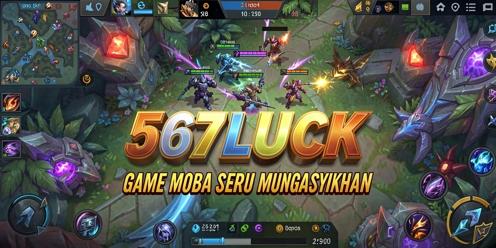 Tangkapan layar utama dari gameplay seru 567LUCK di arena MOBA.