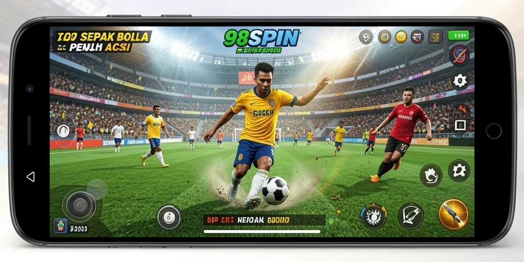 Tampilan gameplay menarik dalam 98SPIN dengan aksi sepak bola realistis.