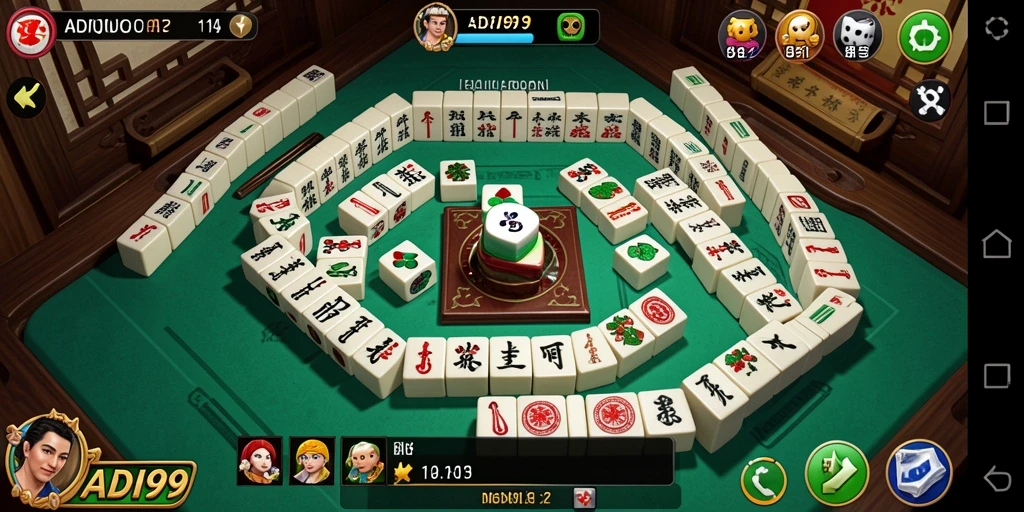 Tampilan seru gameplay menyusun ubin Mahjong di ADI99.