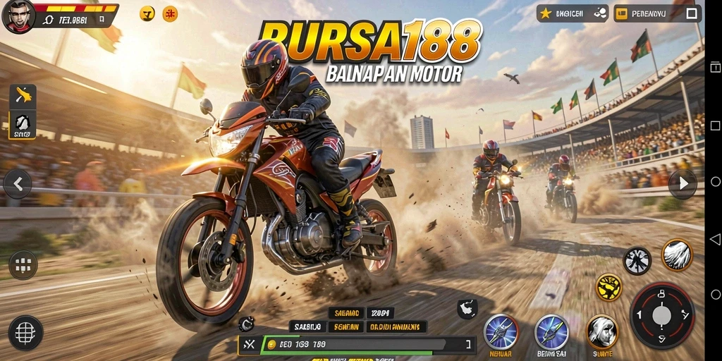 Tampilan gameplay mendebarkan dari motor balap di BURSA188.