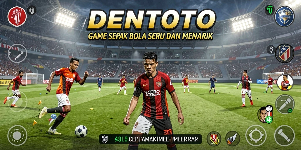 Tampilan permainan DENTOTO dengan aksi sepak bola yang menegangkan.