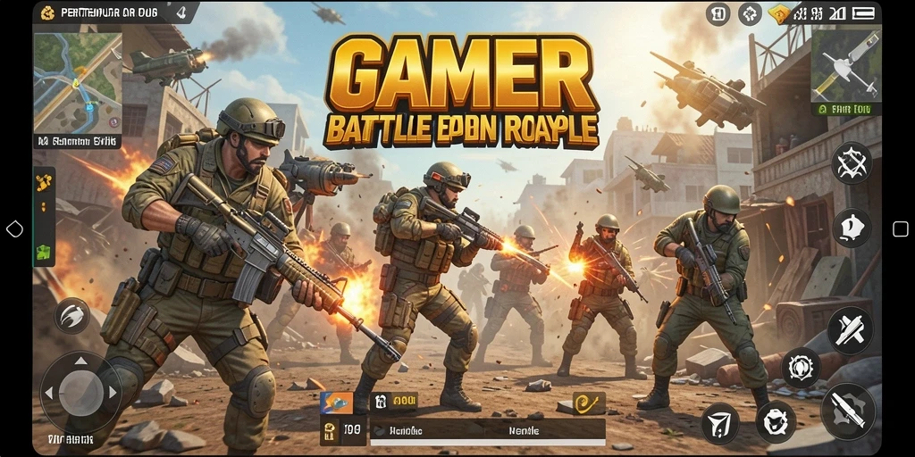 Menampilkan aksi berbahaya dalam permainan Battle Royale yang seru.