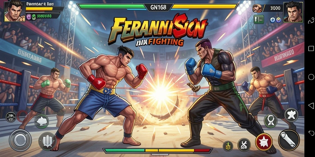 Tampilan gameplay GN168 dengan aksi pertarungan yang mendebarkan.