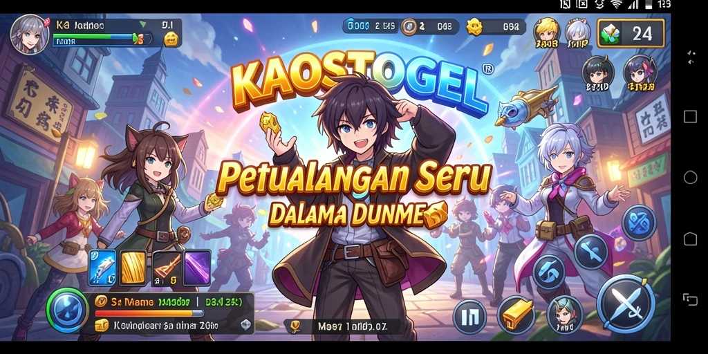 Screenshot KAOSTOGEL menampilkan karakter anime dalam pertarungan seru.