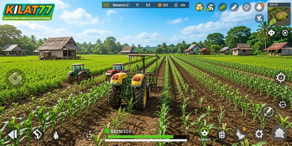 Gameplay KILAT77 menampilkan pemandangan kebun yang indah dengan tanaman subur.