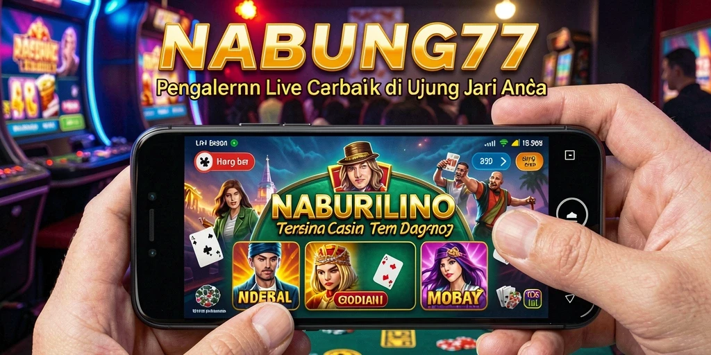 Tangkapan layar NABUNG77 menampilkan dealer langsung di meja permainan kasino yang seru.
