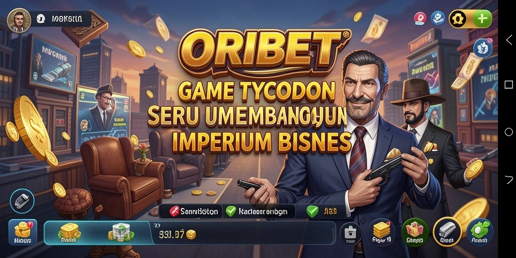 Tangkapan layar gameplay ORIBET menunjukkan suasana membangun bisnis yang dinamis.