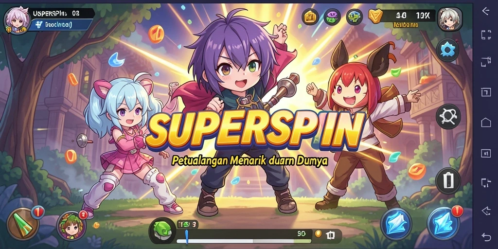 Gameplay SUPERSPIN yang penuh warna dan interaktif.