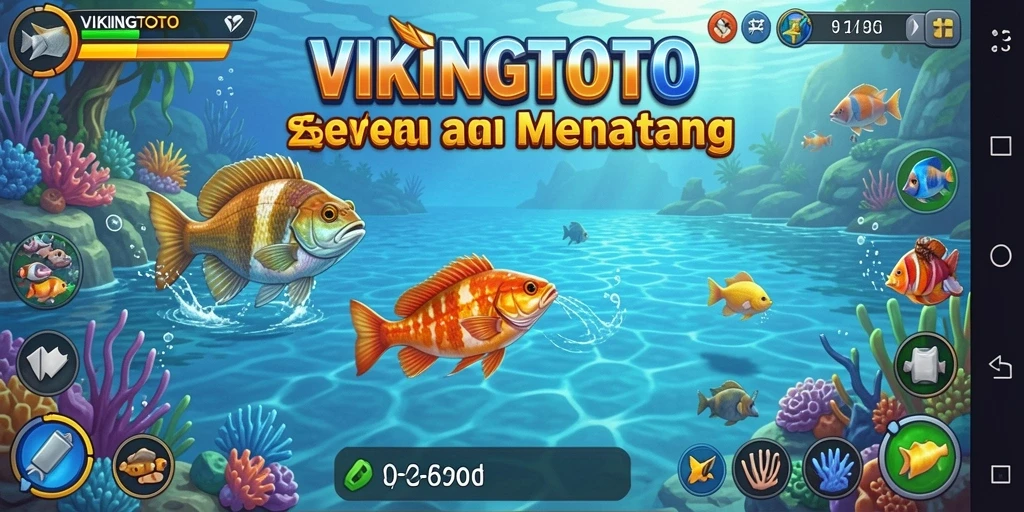 Screenshot VIKINGTOTO menunjukkan pemain menangkap ikan di laut yang indah.