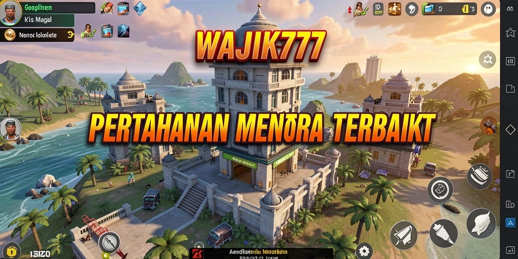 Tangkapan layar gameplay WAJIK777 menampilkan pertahanan menara yang strategis dan mendebarkan.