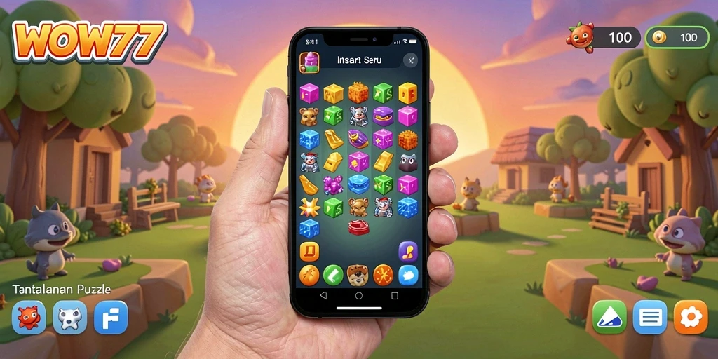 Tampilan gameplay seru dari game Puzzle WOW77 yang menggugah dan menantang.